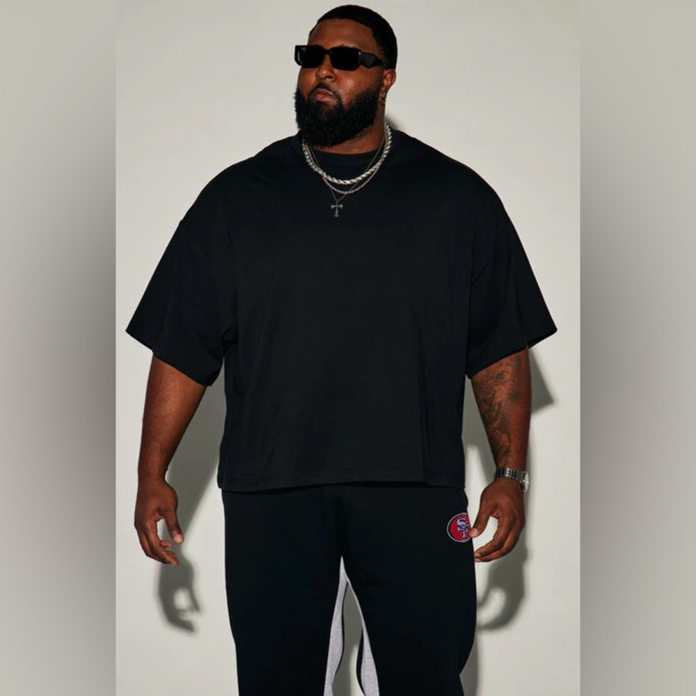 Nova Men’s Boxy Heavyweight 240GSM XXXL Black Tee Shirt